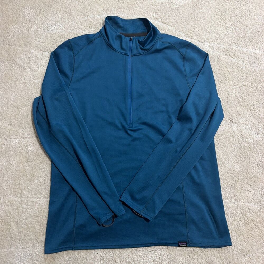 Patagonia Shirt Mens XL Teal Blue Quarter Zip Thermal Capilene Base Layer